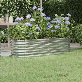 Modenza Oval 152 x 40 x 36cm Garden Galvanised Steel Planter in Silver