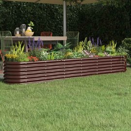 Modenza Oval 260 x 40 x 36cm Garden Galvanised Steel Planter in Brown