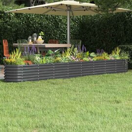 Modenza Oval 332 x 40 x 36cm Garden Galvanised Steel Planter in Anthracite
