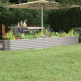 Modenza Oval 332 x 40 x 36cm Garden Galvanised Steel Planter in Silver