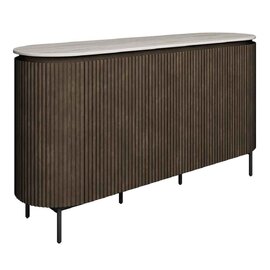 Molaro Ceramic Top Sideboard with 3 Doors in Travertine Marble Effect and Walnut