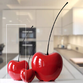 Moline Medium Ceramics Passion Cherry Sculpture In Red