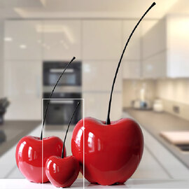 Moline Small Ceramics Passion Cherry Sculpture In Red