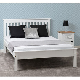 Merlin Wooden Low Foot End Double Bed In White