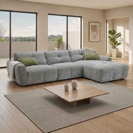 Montague Fabric Right Hand Corner Sofa in Grey