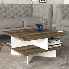 Montana Square Wooden Coffee Table in Walnut and White