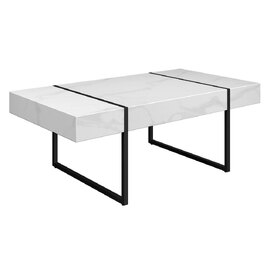 Montauk Wooden Coffee Table In White Marble Effect