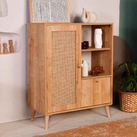 Montello Wooden Display Cabinet with 1 Door in Oak