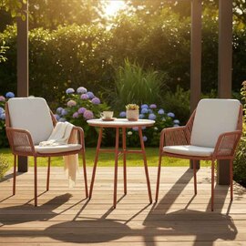 Monterey Aluminium Garden Round Bistro Set in Terracotta