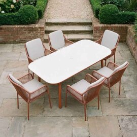 Monterey Aluminium Rectangular Outdoor 6 Seater Dining Set in Terracotta