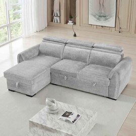 Montfield Fabric Universal Corner Sofabed in Grey