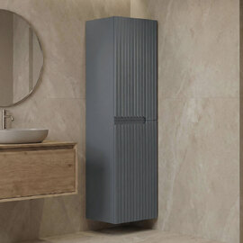 Moonlight Tall Wooden Wall Mounted Bathroom Storage Cabinet in Matte Grey