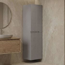 Moonlight Tall Wooden Wall Mounted Bathroom Storage Cabinet in Matte Mink