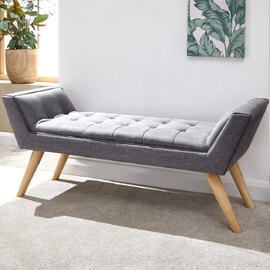 Mopeth Fabric Hallway Seating Bench In Dark Grey
