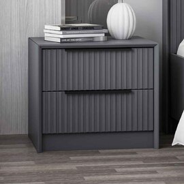 Morano Wooden Bedside Cabinet With 2 Drawers in Anthracite
