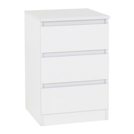 Mcgowan Wooden Bedside Cabinet In White With 3 Drawers