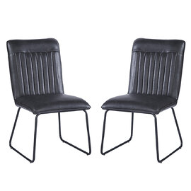 Morian Black PU Leather Dining Chairs in Pair