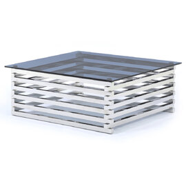 Morita Tinted Glass Square Coffee Table With Steel Frame