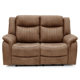 Morlix Fabric Electric Recliner 2 Seater Sofa in Tan