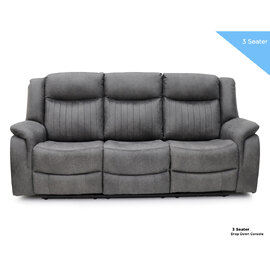 Morlix Fabric Electric Recliner 3 Seater Sofa with Console in Grey