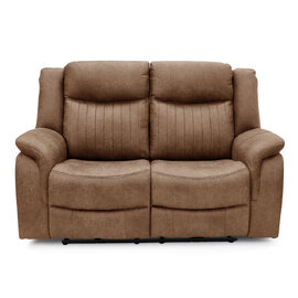 Morlix Fabric Manual Recliner 2 Seater Sofa in Tan