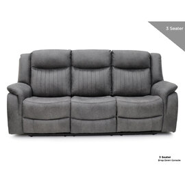 Morlix Fabric Manual Recliner 3 Seater Sofa with Console in Grey