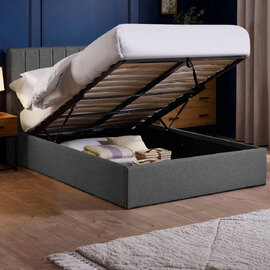 Morrison Fabric Ottoman Storage King Size Bed in Dark Grey