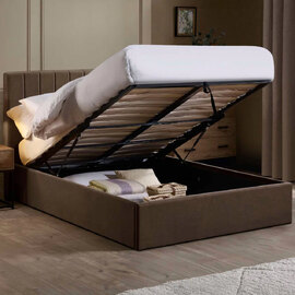 Morrison Velvet Ottoman Storage Double Bed in Chocolate