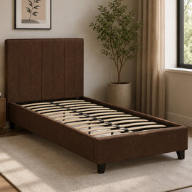 Morrison Velvet Single Bed in Chocolate