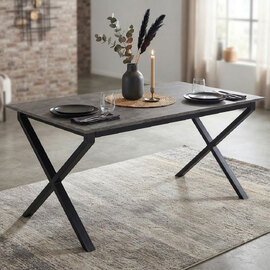 Morven Rectangular Wooden Dining Table in Concrete