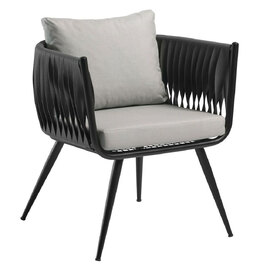 Mulvane Outdoor Rattan 1 Seater Sofa In Black And Anthracite