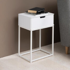 Mulvane Wooden Bedside Cabinet With 1 Drawer In White