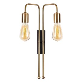 Mum 2 Light Metal Wall Lamp in Gold and Black
