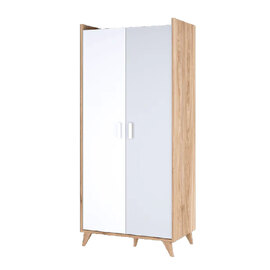 Muncie Wooden Wardrobe With 2 Doors In White And Oak