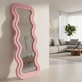Mundo Decorative Cheval Mirror with Pink Wooden Frame