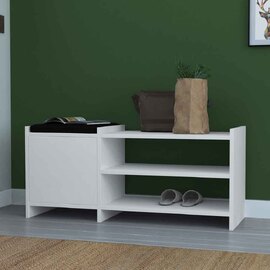 Munsley Wooden Shoe Storage Cabinet with Bench in White