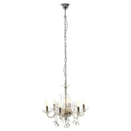 Murato 6 Bulb Clear Crystal Chandelier Light In Chrome
