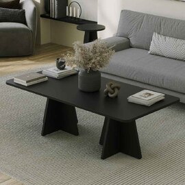 Mushroom Rectangular Wooden Coffee Table in Black
