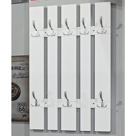 Myers Wooden Wall Hung 8 Hooks Coat Rack In White