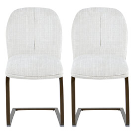 Myrex White Fabric Dining Chairs in Pair