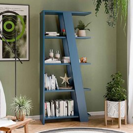 Nadia Wooden Shelving Unit with 4 Shelves in Night Blue