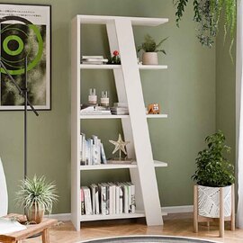 Nadia Wooden Shelving Unit with 4 Shelves in Sand