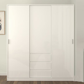Nakou High Gloss Wardrobe With 2 Sliding Doors In White