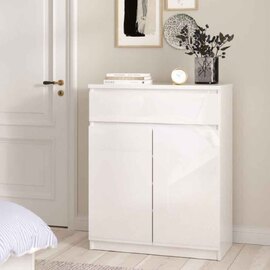 Nakou High Gloss Sideboard With 2 Doors 1 Drawer In White