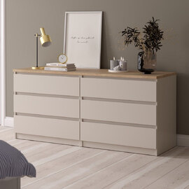Nakou Wooden Chest Of 6 Drawers In Cashmere