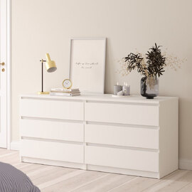 Nakou Wooden Chest Of 6 Drawers In White