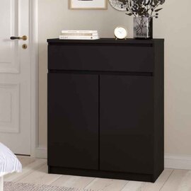 Nakou Wooden Sideboard With 1 Drawer 2 Doors In Matt Black