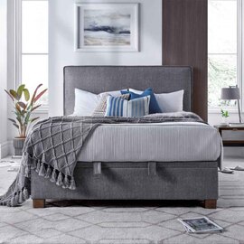 Nampa Fabric Ottoman Storage Double Bed In Vogue Grey