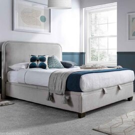 Nampa Fabric Ottoman Storage Super King Size Bed In Maskat Clay