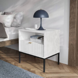 Napa Wooden Bedside Cabinet With 1 Drawer In Matt White